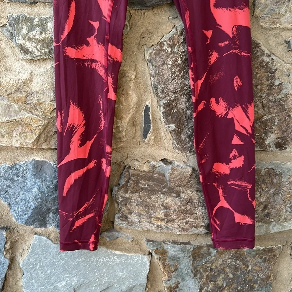 Lululemon Wunder Under High-Rise Tight Flower Pop Poppy Coral Deep Ruby Size 4